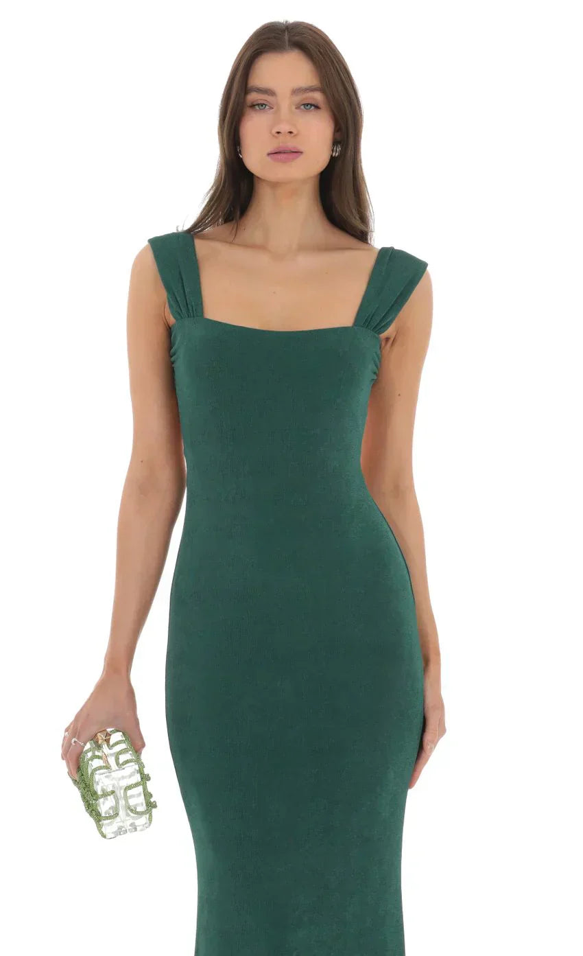 Open Back Maxi Dress in Green