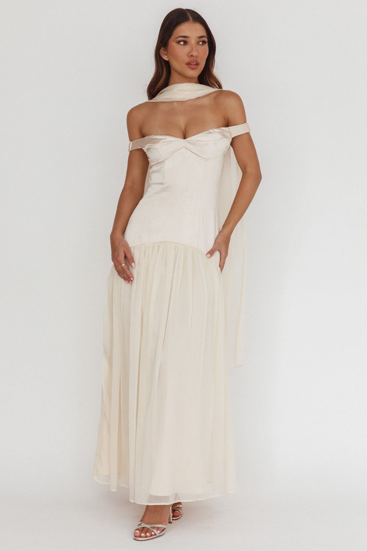 Kaycee Drop Waist Maxi Dress Champagne