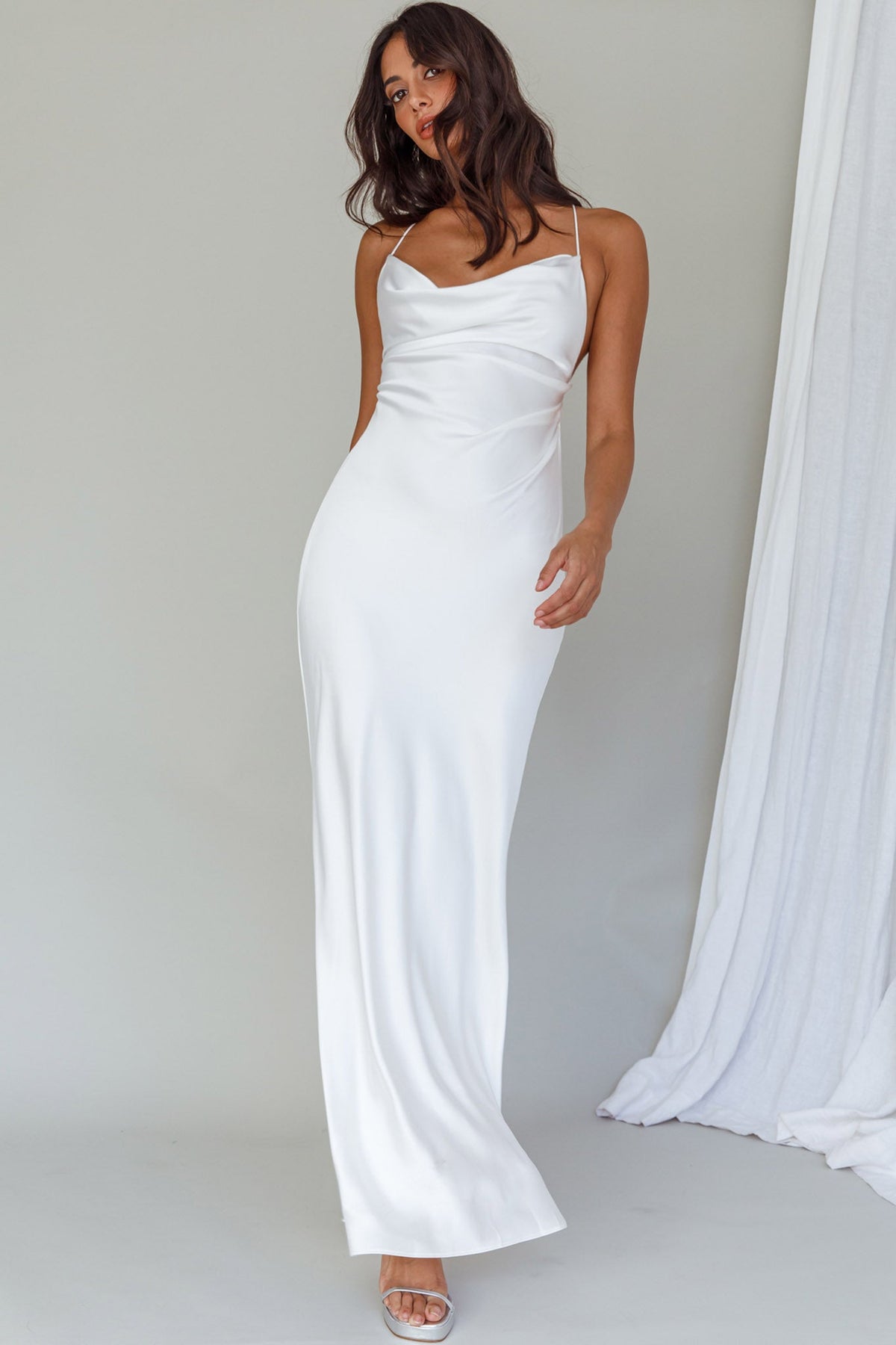 Palma Low Back Strappy Maxi Dress White