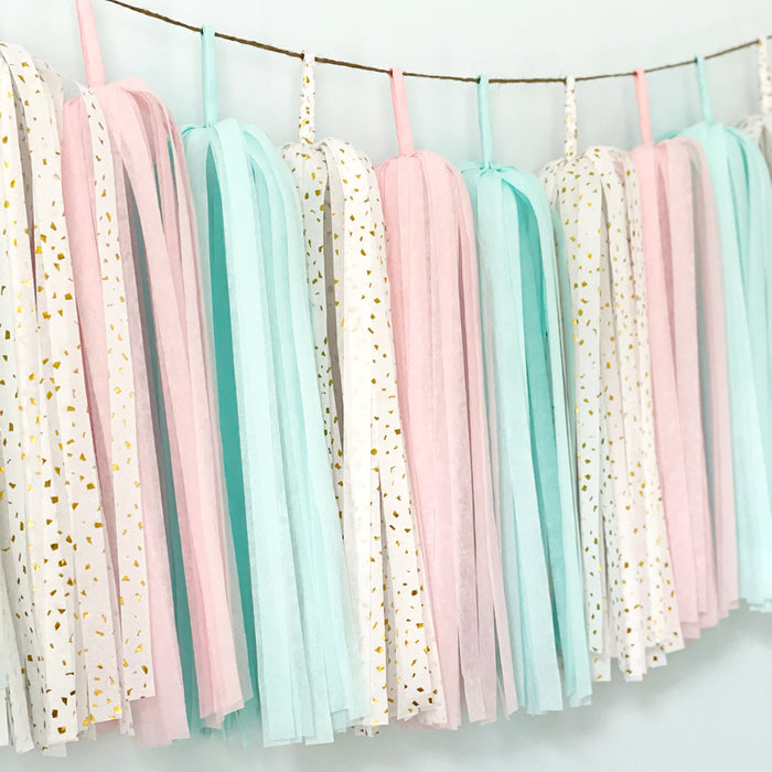 Baby Gender Reveal Tassel Garland - Pink and Blue Gender Reveal Decorations