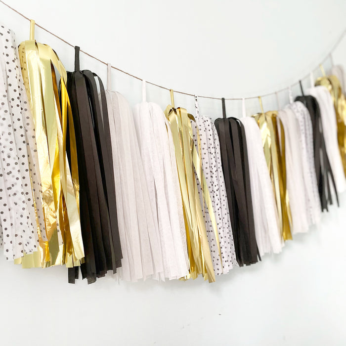 Black and Gold Tassel Garland - Graduation Party Decor, Little Man birthday, Men's Birthday, Gatsby Themed Party