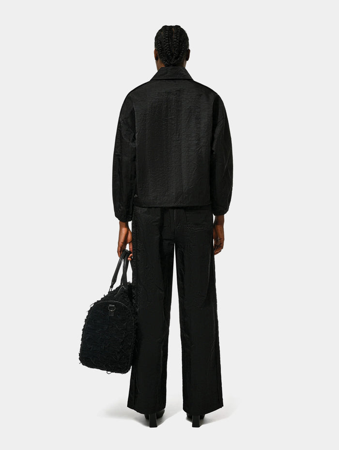 CRUSHED SATIN BLOUSON
- BLACK