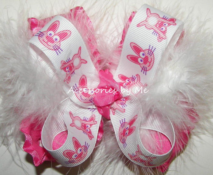 Easter Bunny Marabou Ruffle Bow Socks