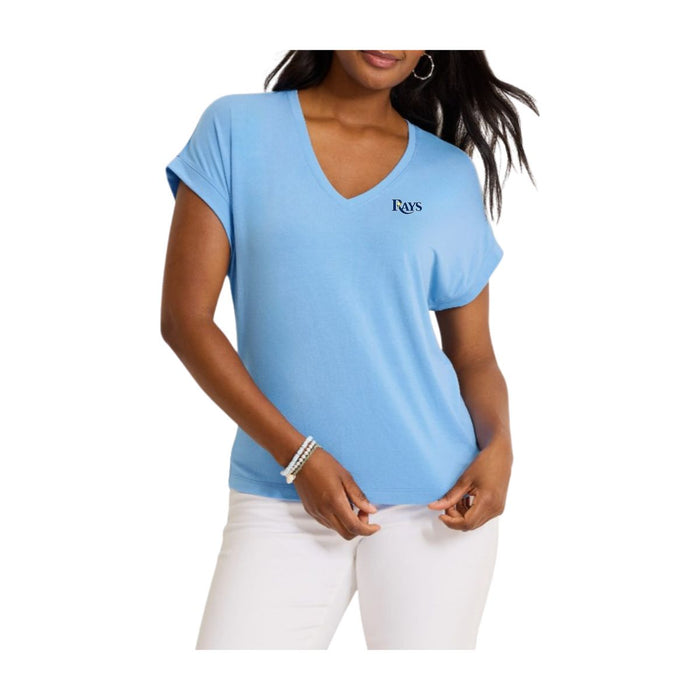 Rays Women's Tommy Bahama Light Blue Kauai V-Neck T-Shirt