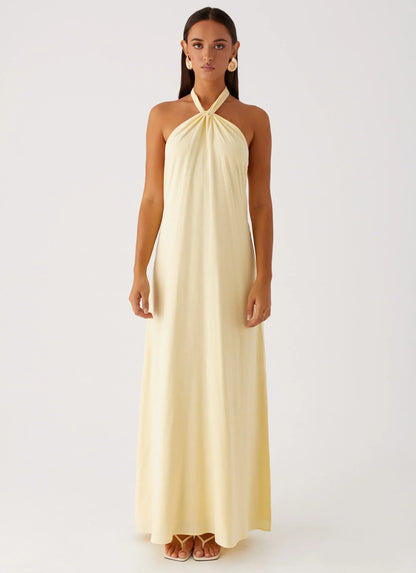 Golden Child Linen Maxi Dress - Yellow