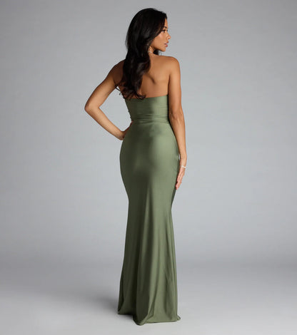 Cheryl Strapless Slit Mermaid Formal Dress