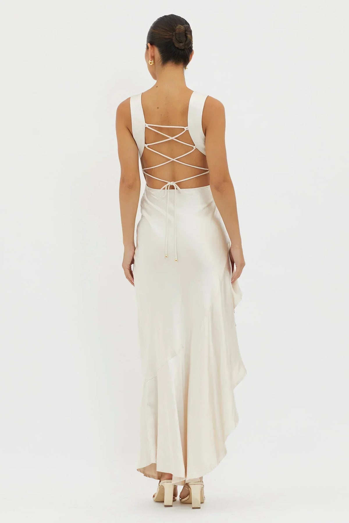 Ellianna Lace-Up Back Maxi Dress Champagne