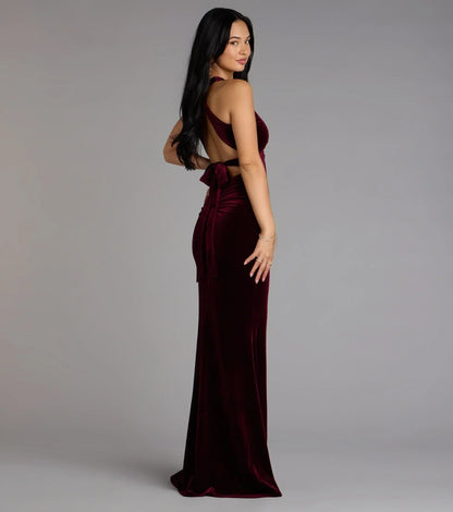 Vivienne Velvet Tie-Back Formal Dress
