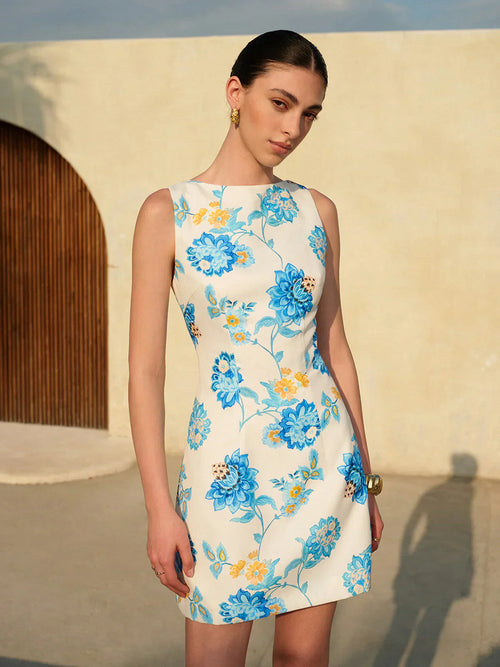 Floral Backless A-Line Dress