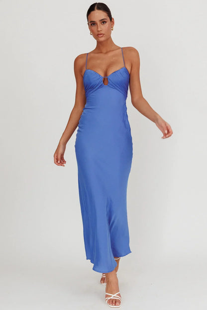 In A Daze Gathered Bust Maxi Dress Blue