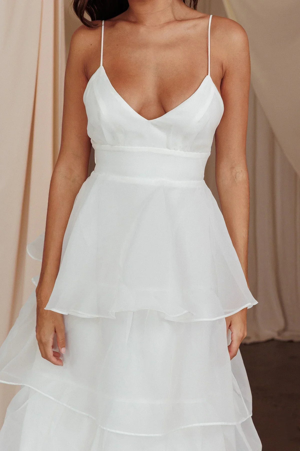 Made For You Tiered Ruffle Midi Dress White