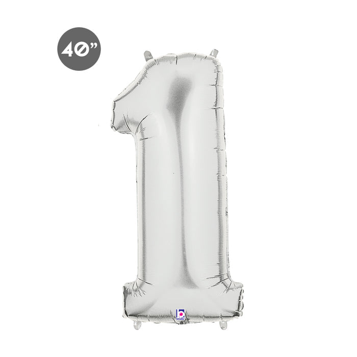 Jumbo Silver Number 1 Balloon, First Birthday Balloon, !st Anniversary
