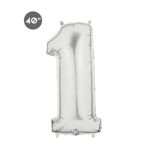 Jumbo Silver Number 1 Balloon, First Birthday Balloon, !st Anniversary