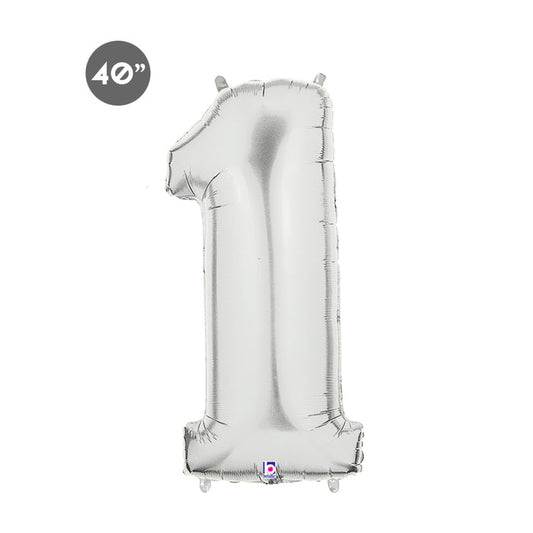 Jumbo Silver Number 1 Balloon, First Birthday Balloon, !st Anniversary