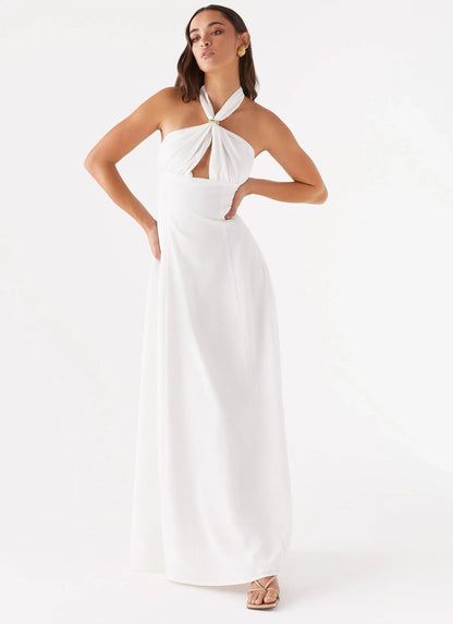 Maison Linen Maxi Dress - White