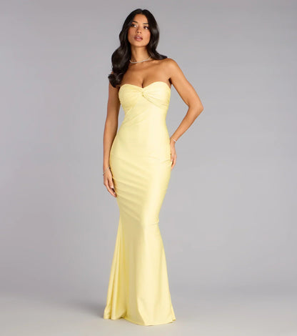 Kimberly Strapless Tie-Back Mermaid Formal Dress