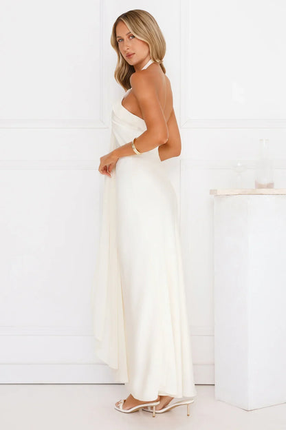 Luxora Lady Halter Satin Maxi Dress