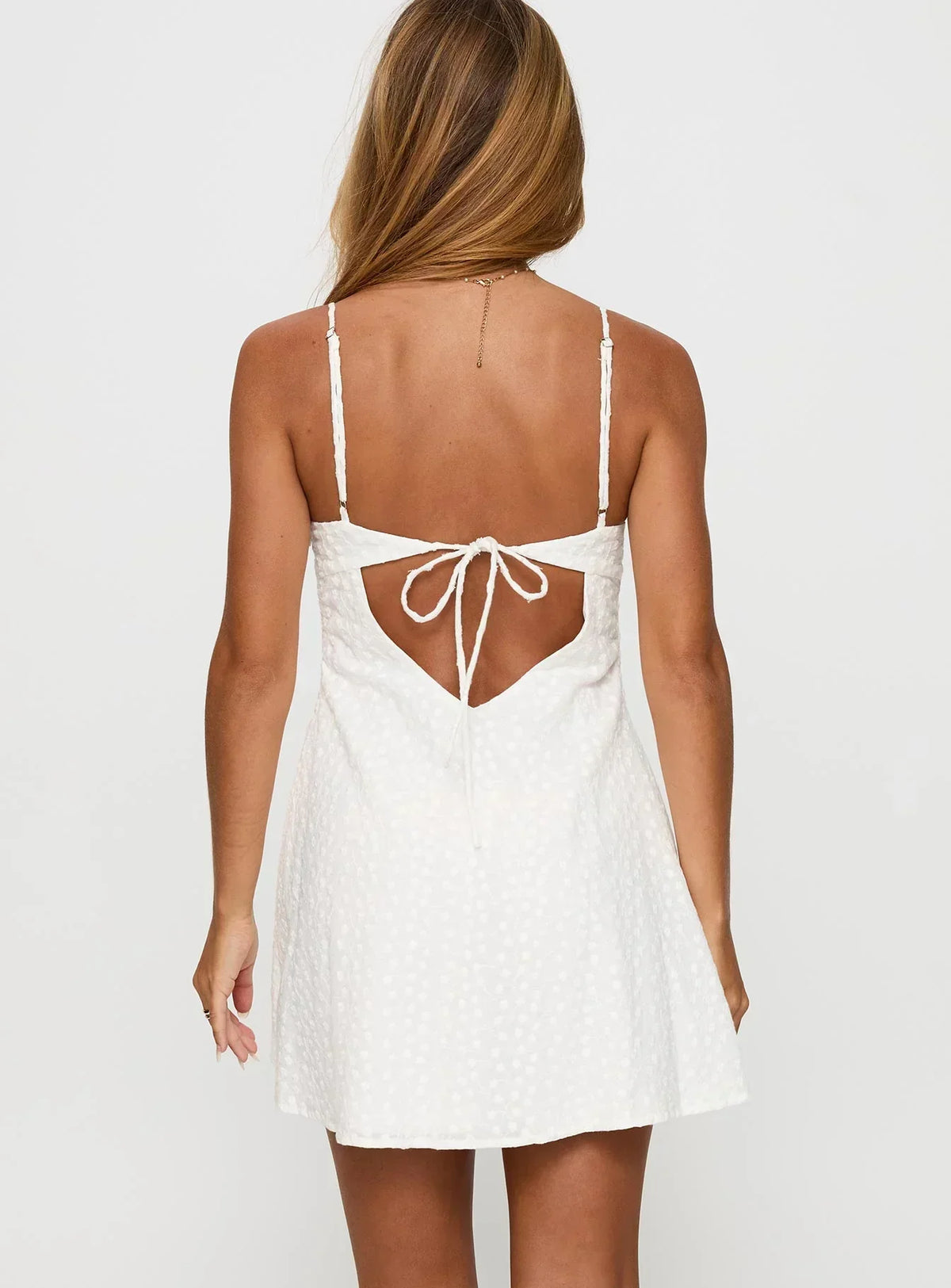 Dearly Embroidered Mini Dress White