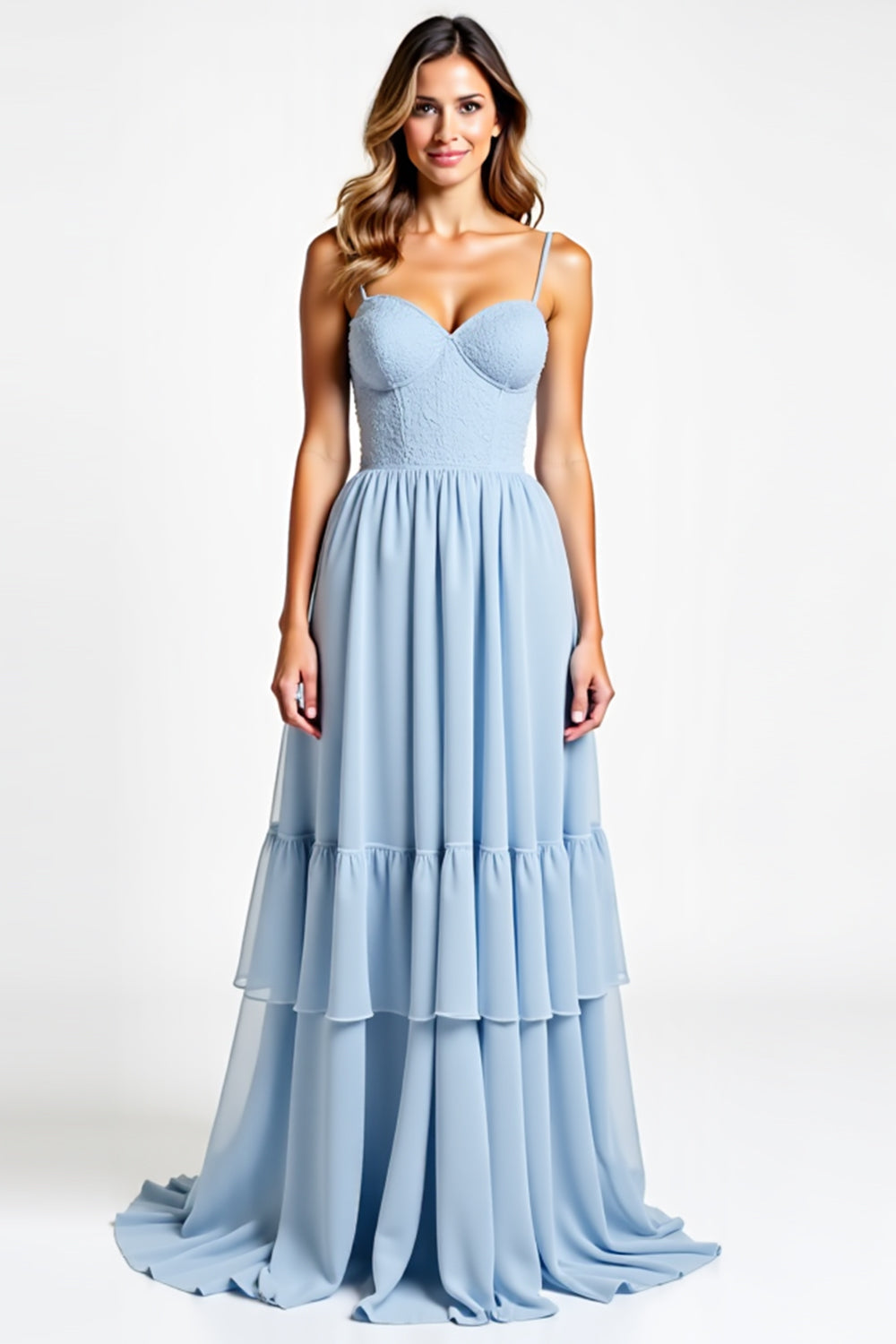 Sweetheart Sky Blue Backless Long Bridesmaid Dress