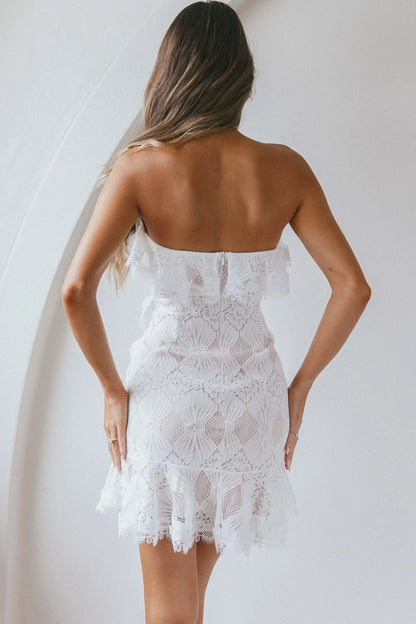September Lace Mini Dress White