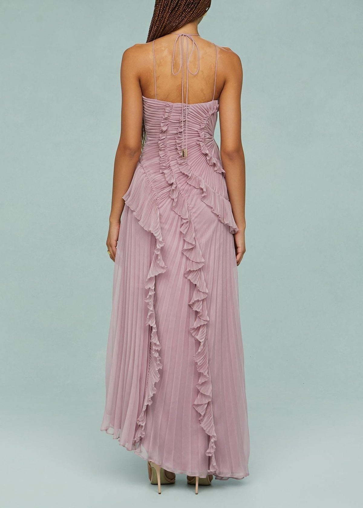 Livette -  Halter neck and ruffles Maxi Dress