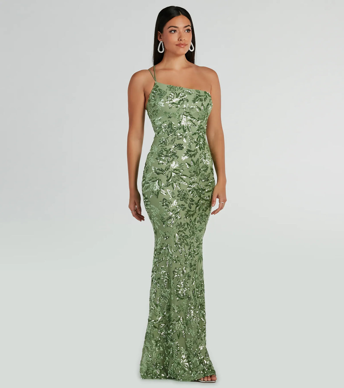 Meredith One-Shoulder Sequin Formal Dress