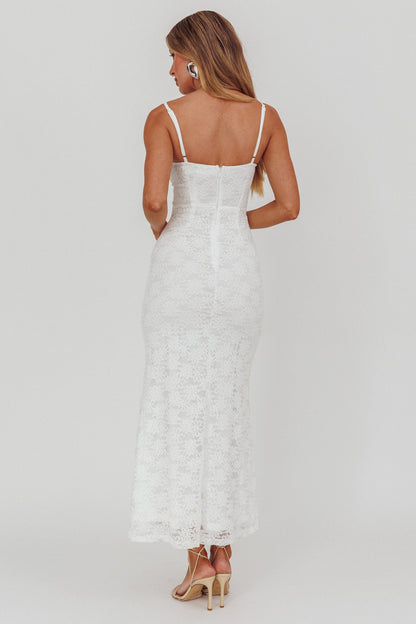 Passione Tied Bust Lace Maxi Dress White