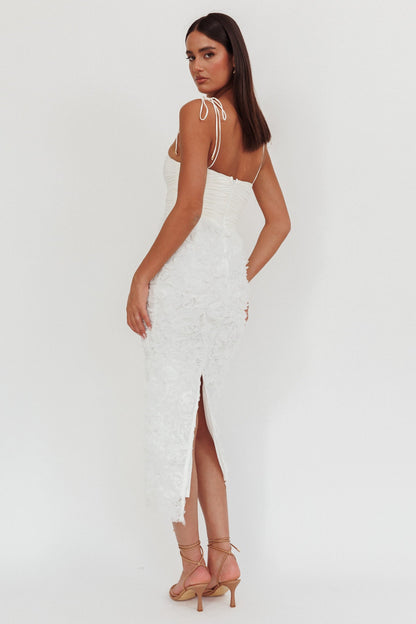 Love & Honor Textured Floral Maxi Dress White
