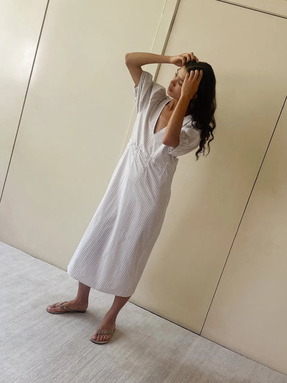 Pinched Dress - Lake Stripe