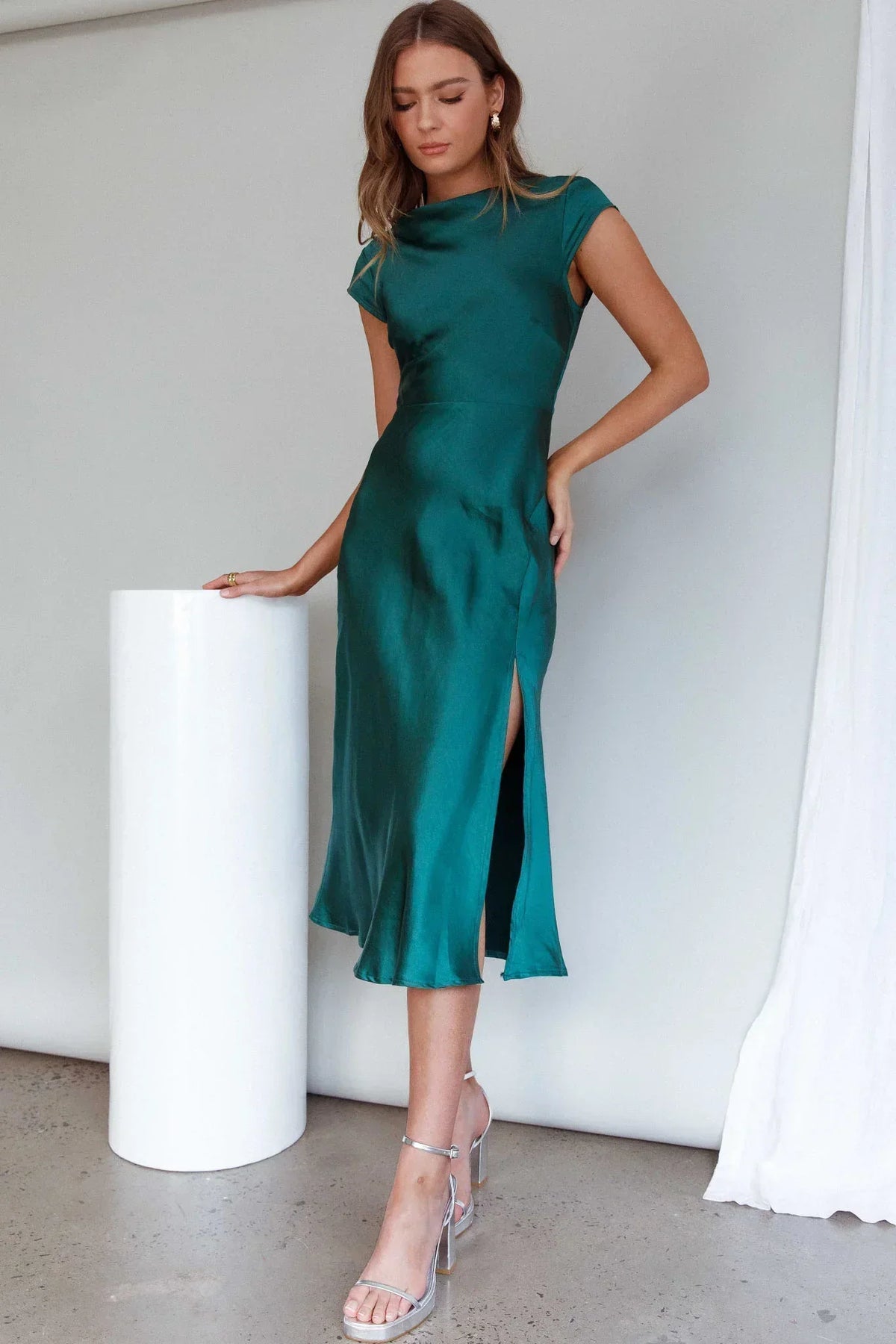 Lucinda Twist Back Midi Dress Jade