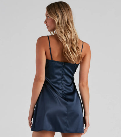 Simple And Sleek Satin Mini Dress