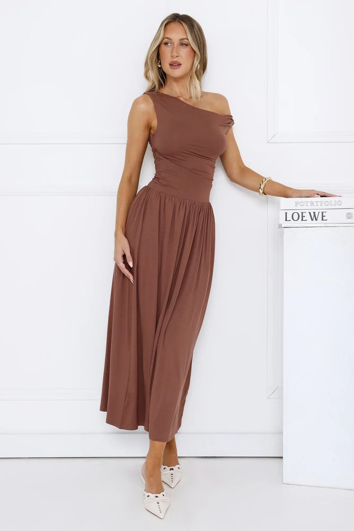 Coastal Daydream Off Shoulder Midi Dress
