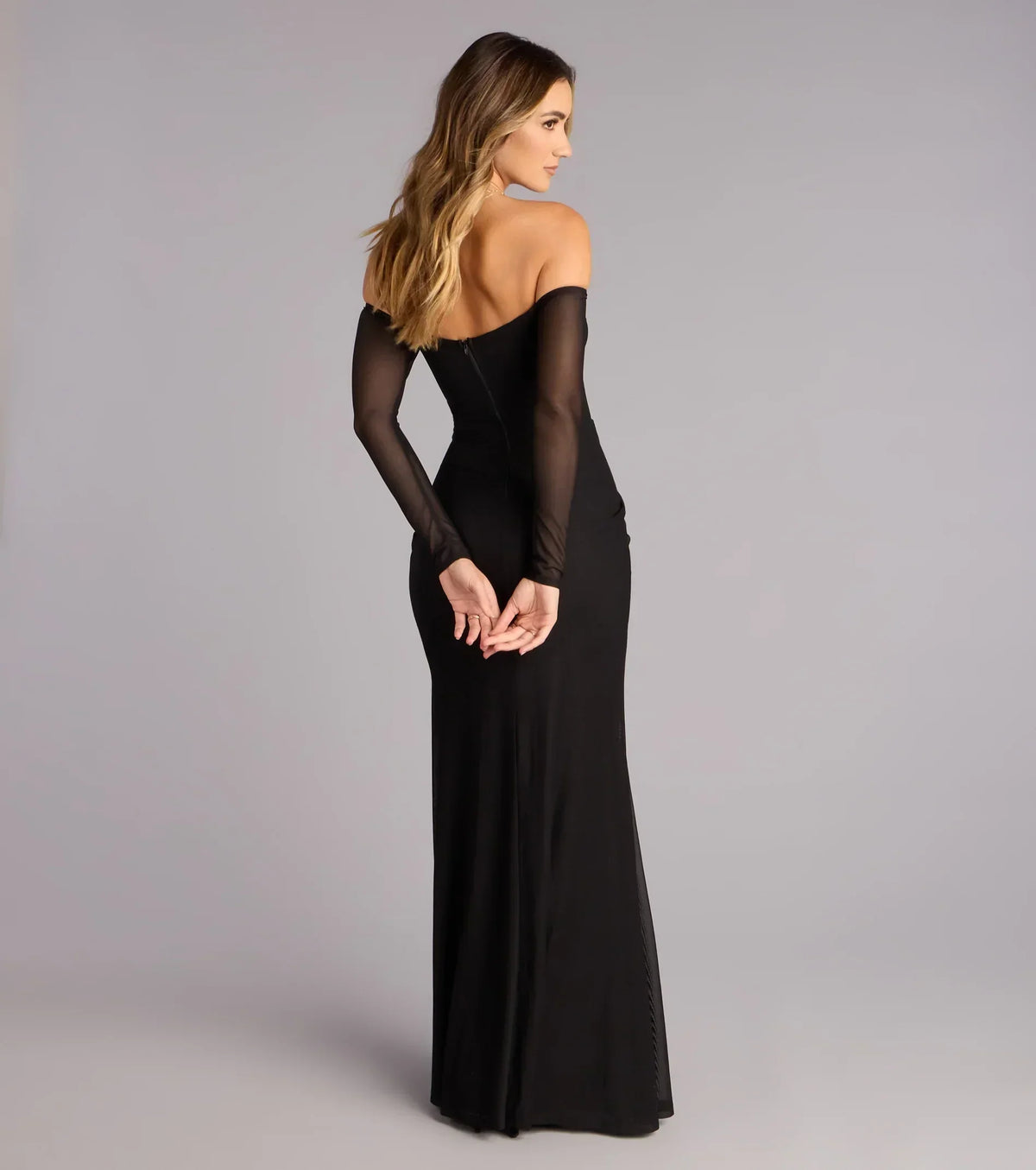 Elara Off Shoulder Slit Mermaid Formal Dress