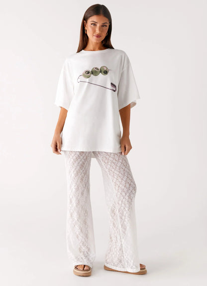 Matcha Lace Pants - White