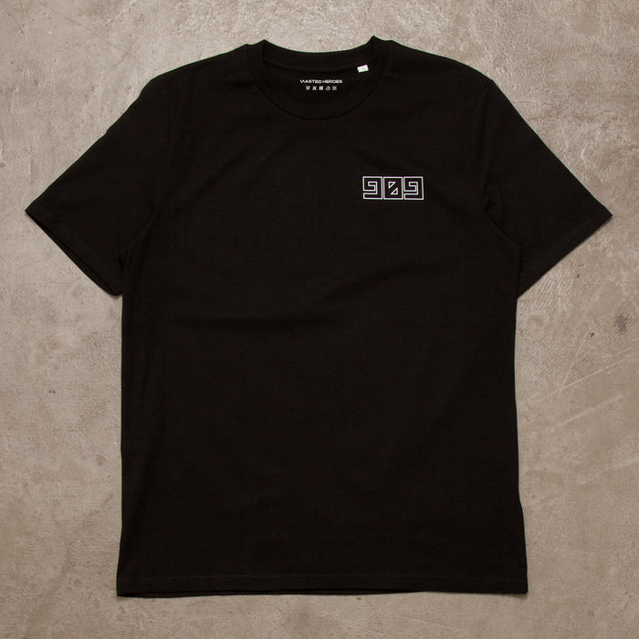 909 White Horizontal Back Print - Tshirt - Black