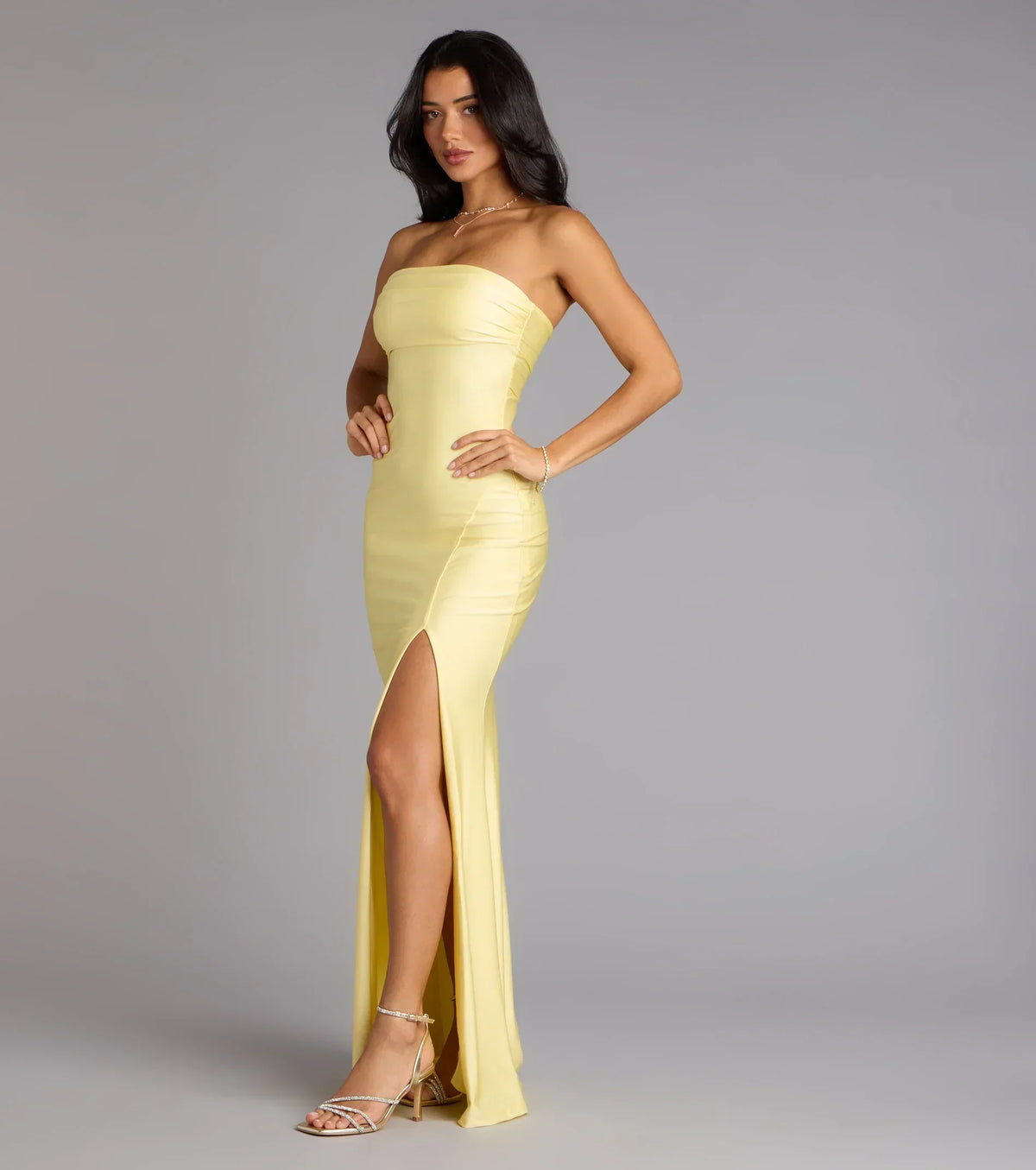 Cheryl Strapless Slit Mermaid Formal Dress
