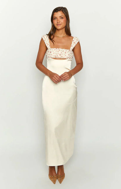 Yolandah Cream Chiffon Maxi Dress