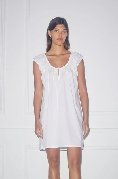 Capped Sleeve Dress - White