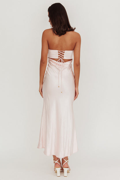Moon Song Strapless Laced Back Dress Blush