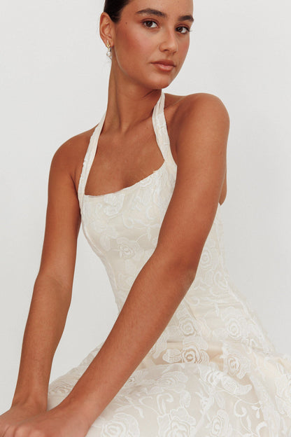 Elliott A-Line Halter Neck Midi Dress White