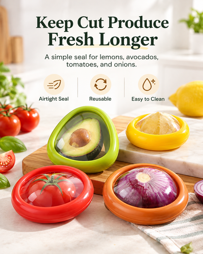 Reusable Half Cut Produce Storage Containers 4 Pack | Airtight Keeper