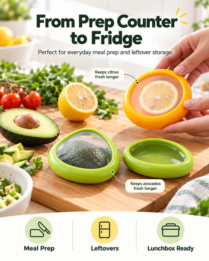 Reusable Half Cut Produce Storage Containers 4 Pack | Airtight Keeper