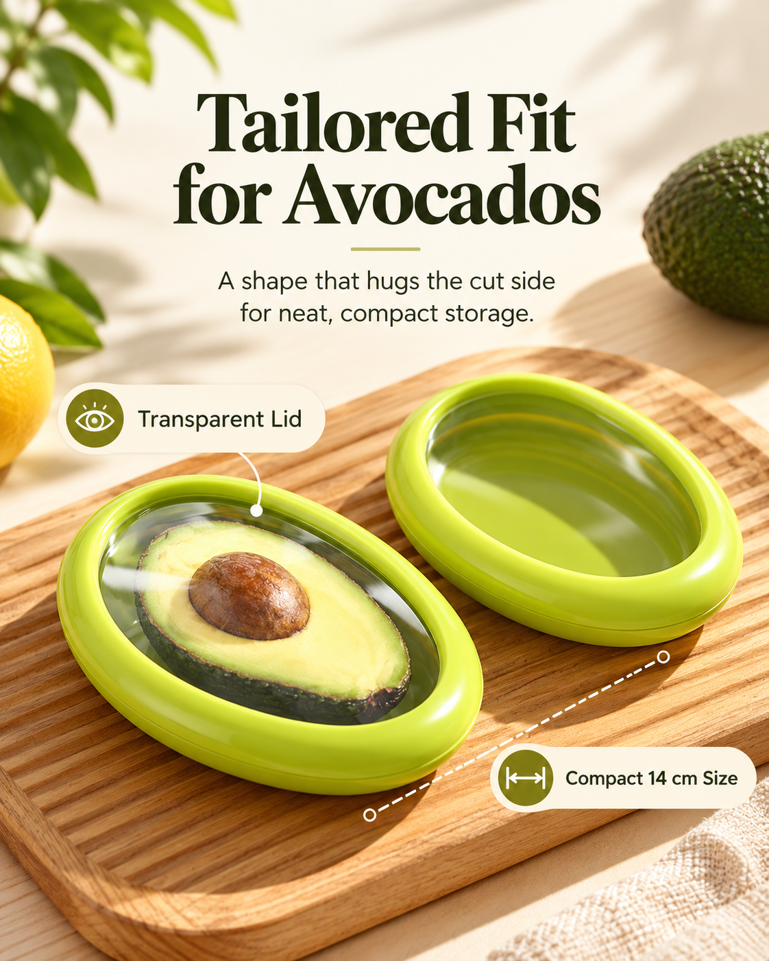 Reusable Half Cut Produce Storage Containers 4 Pack | Airtight Keeper