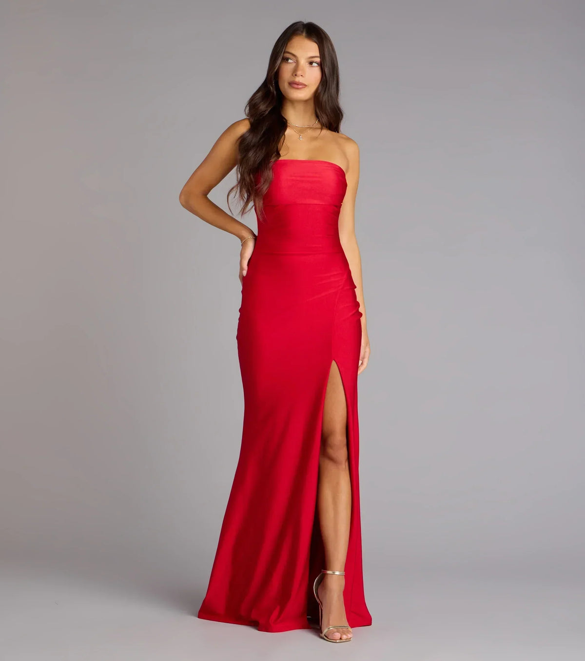 Cheryl Strapless Slit Mermaid Formal Dress