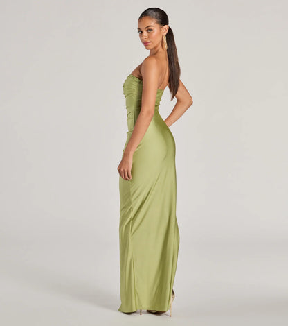 Anisley Strapless High Slit Column Formal Dress