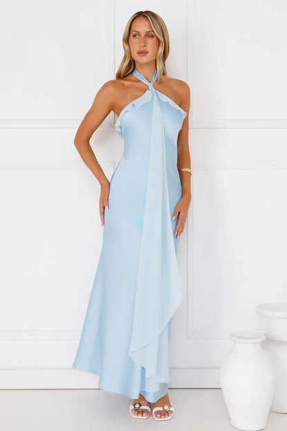 Luxora Lady Halter Satin Maxi Dress