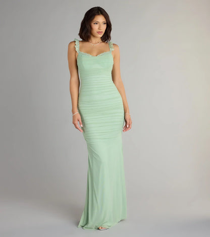 Morgana Lace-Up Ruched Mermaid Dress