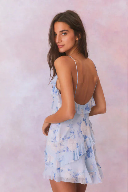 Lomina Heirloom Print Silk Mini Dress