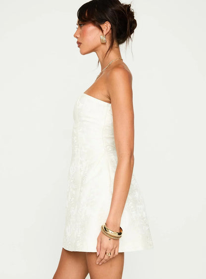 Heaven Sent Strapless Mini Dress White