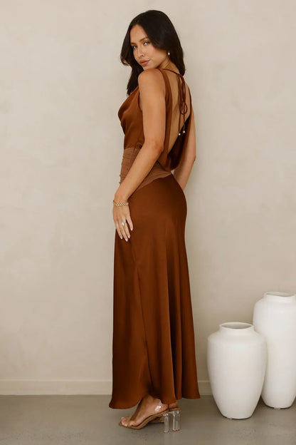Celestial Spark Satin Maxi Dress